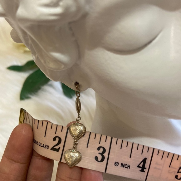 Sterling Silver Dangling Heart Earrings - Picture 17 of 17